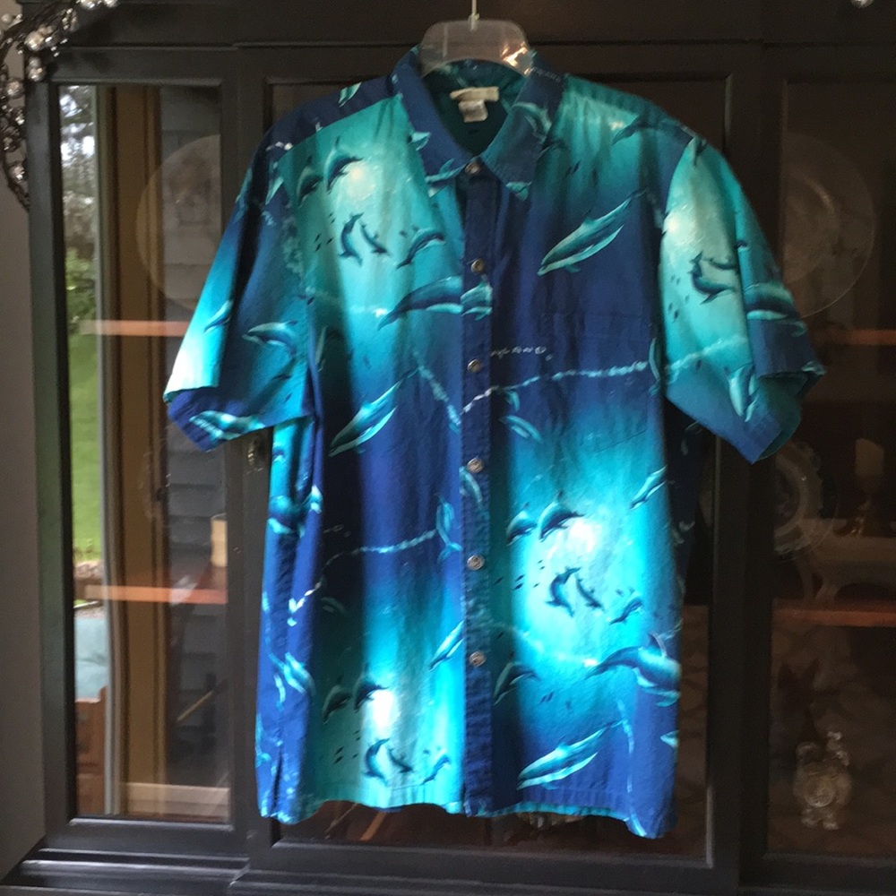 VTG. MENS WYLAND DOLPHIN HAWAIIAN/TROPICAL SHIRT